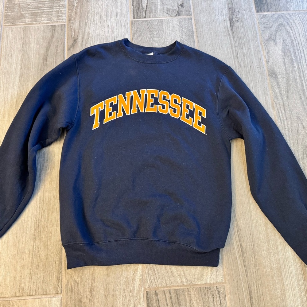 Champion Black Crewneck with Orange Lettering
